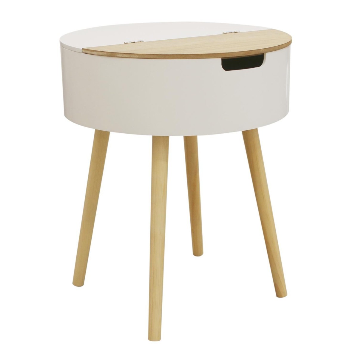 Table d'appoint avec coffre Iowa 54cm pour un coin lecture chaleureux et pur