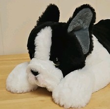 FAO Schwartz French Bulldog Black White Stuffed Plush Dog Puppy 14"