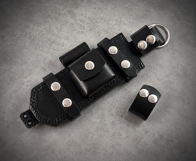 Custom Leather MOD Sheath - Saddle Stitched - Firesteel Loop & Pocket