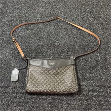 GUESS Monogram Crossbody Bag Black Brown Beige Zip Adjustable Strap Charm