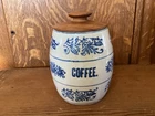 Brush McCoy Pottery Blue & White Wildflower Antique Coffee Canister