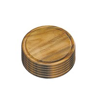 Fleischteller Akazie Rund 25Cm 6Er Set Holz Natur Braun