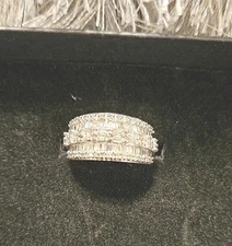 10K WHITE GOLD NATURAL DIAMOND BAGUETTE 10MM BAND 1.00 CTTW WOMEN'S WEDDING RING