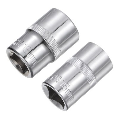 2pcs 6-Point Shallow Socket 1/2'' Drive 16mm 18mm Cr-V Metric Socket