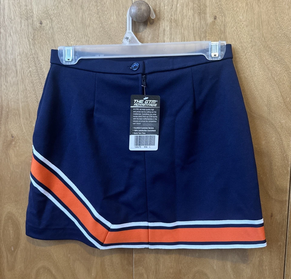 Falda de porristas talla juvenil grande azul marino y naranja de GTM Sportswear nueva con etiquetas  Foto 3 de 3