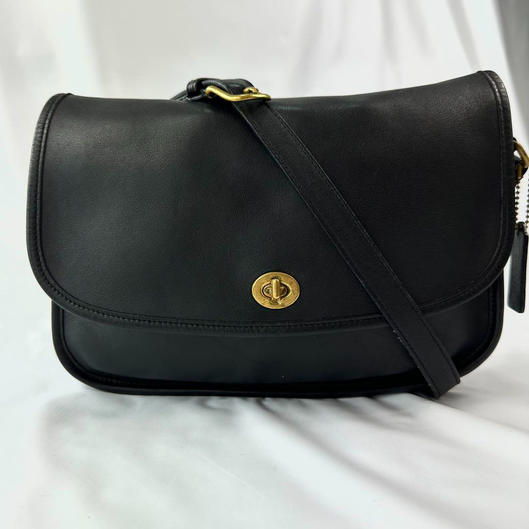 COACH Old Coach Shoulder Bag Crossbody Black Genuine leather 9790