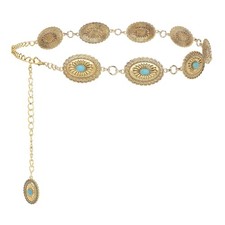Women's Western Boho Chain Belt Waist Links for Dresses Jeans Cowgirl Link Belts