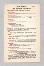 British Railways First Aid Box instruction card notice, 1950s
