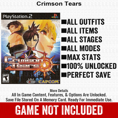 Crimson Tears 100% PS2 Memory Card All CHEATS ITEMS