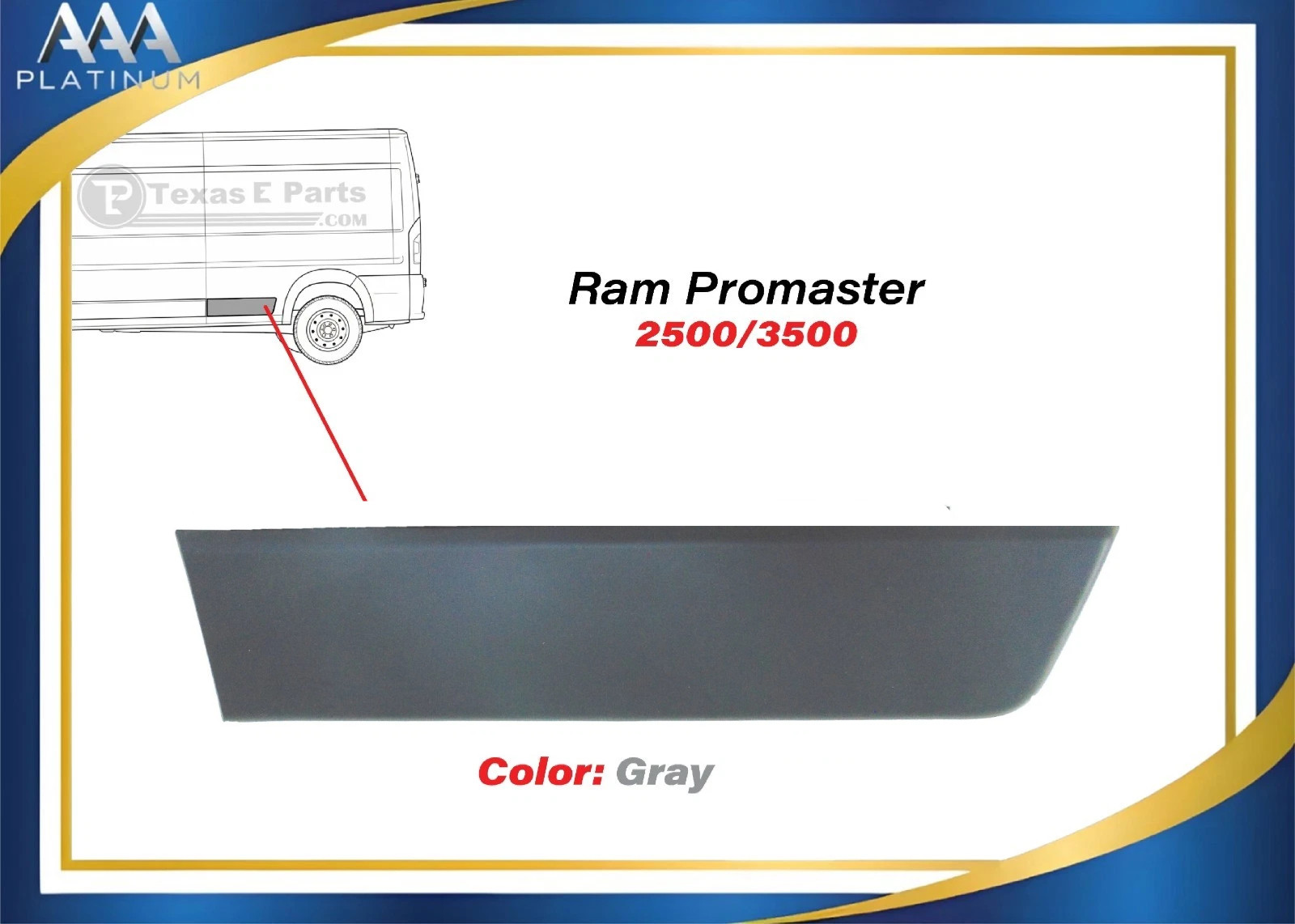 For 2015-2018 Ram ProMaster Extended Rear Left Side Body Trim Molding 2500-3500