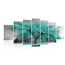 Large Canvas Wall Art Teal Tree Landscape Wall Art Turquoise Tree Painting Fr...