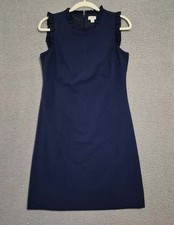 J. Crew Women's Blue Ruffle Neck Sheath Midi Dress 4