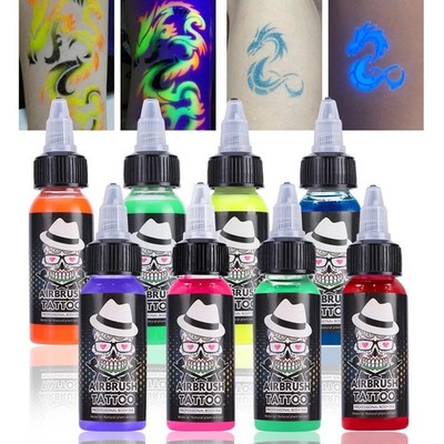 8 Colors Neon Airbrush Temporary Tattoo Ink, EDM Festival Body Paint for Rave...