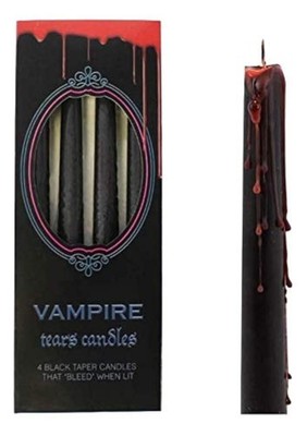 Vampire Bleeding Candles Black Gothic Ritual Halloween Decor 4 Pack