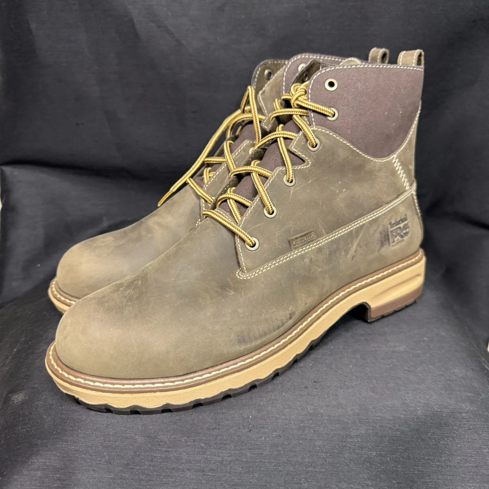 Timberland PRO Hightower Waterproof Toe Work Boots Brown Leather Women Sz 12