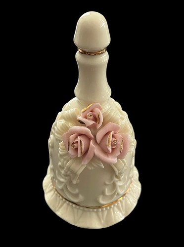 Bell Pink Ribbon Vintage Porcelain Bell Pink Flowers Delicate Ivory Ceramic Ribbons ...