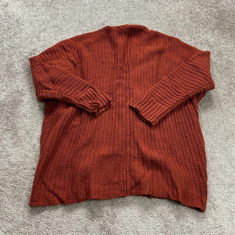 Cárdigan Mossimo Abierto Suéter Mujer Medio Óxido Naranja Grueso Tejido Acrílico Foto 2 de 4