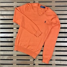Mens V Neck Jumper Long Sleeve Polo Ralph Lauren Vintage Size S