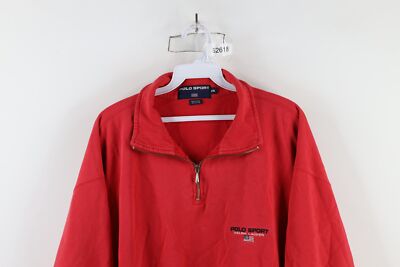 トップス 90s Polo Sports Ralph Lauren zip hoodie Vintage 90s Polo Sport Ralph Lauren Mens 2XL Spell Out Flag Half