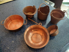 VINTAGE LOTTO STOCK MINIATURE IN RAME STOVIGLIE CUCINA ANNI 70 OLD COPPER 6 PZ.