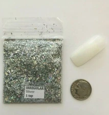Solvent Resistant IRREGULAR shape Glitter (Silver) Nail Art Face Crafts-1tsp-US