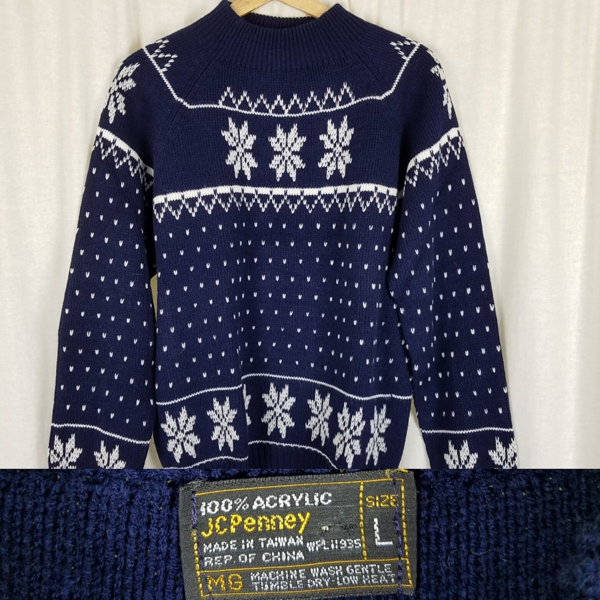 Vintage JcPenney Nordic Fair Isle Apres Ski Geometric Knit Sweater