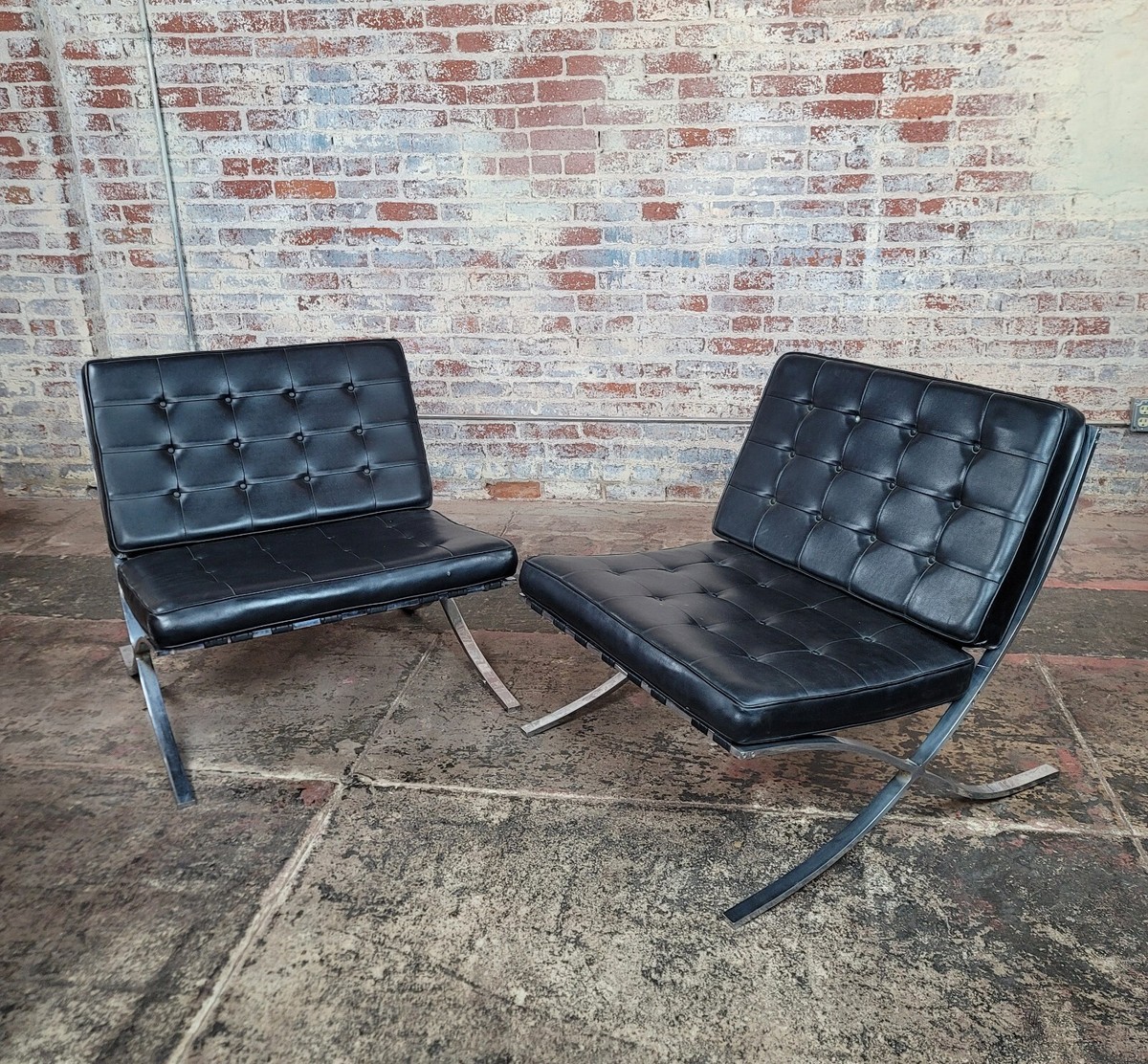 Barcelona Chairs -After Mies Van Der Rohe (1886-1969)- A Pair | eBay