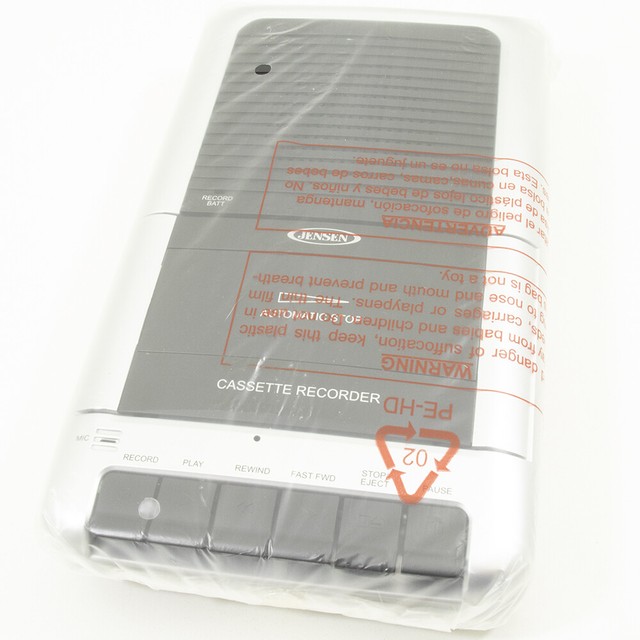 Jensen Shoebox Cassette Player Recorder with External Mic and Stand