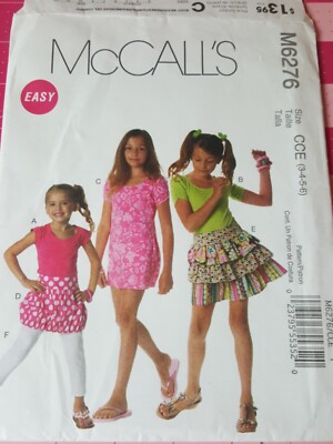 McCalls Pattern M6276 Top Dress Skirt Leggings Girls Sizes