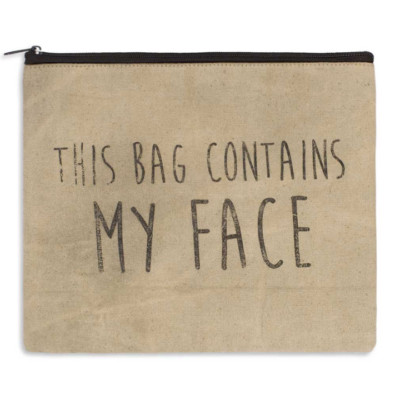 NEW! ''This Bag Contains My Face'' Travel Makeup Bag Cotton&Canvas Zipper Closure