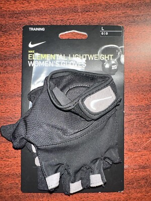 Nike Womens Gym Elemental Lightweight  Fitness Gloves - Black/White Large