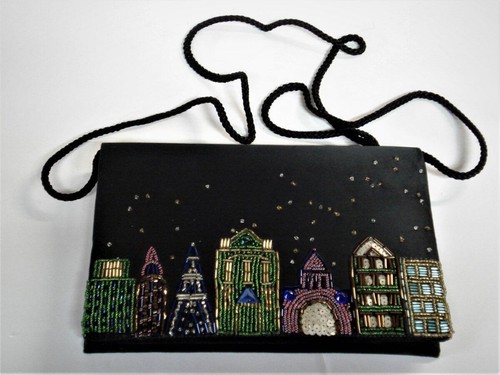 Warren Reed Cross Body Formal Clutch Purse Beads Graphic City Walk