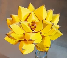 Handmade Paper Flower on stem (Yellow) for Wedding, St. Valentine's