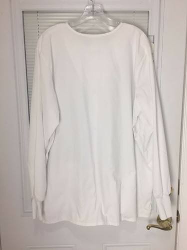 Scrub Zone Women's White Longsleeve Scrub Shirt Size XL - Picture 2 of 8