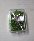 Birthstone Rosary Beads, Boxed, August Peridot, 18" Length, Plastic Beads, New