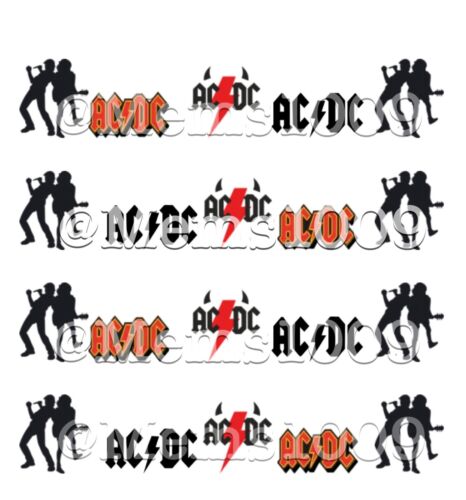 ACDC nail art (DÉCALCOMANIES À EAU) Rock Bank Nail Art ACDC Nail Autocollants AC/DC Nail Art  - Photo 1/1