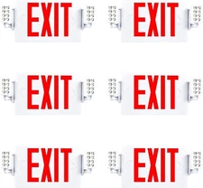 6 Pack LED Exit Sign Emergency Light–Hi Output RED Compact Combo UL 924 Listed