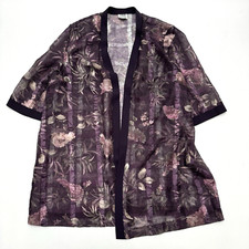 VTG R M Richards by Karen Kwong Womens Petite 22WP Purple Floral Sheer Jacket