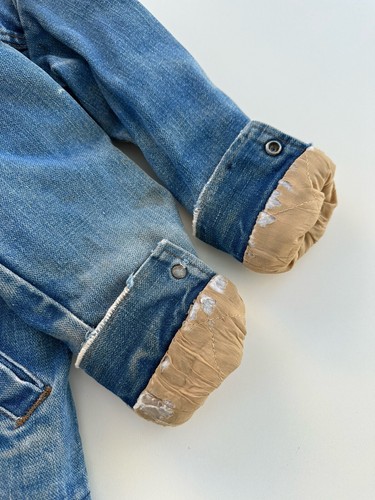 VINTAGE Wrangler Rainbow Tag Kid Denim Trucker Sherpa Chore Barn Jean Jacket - Picture 22 of 22