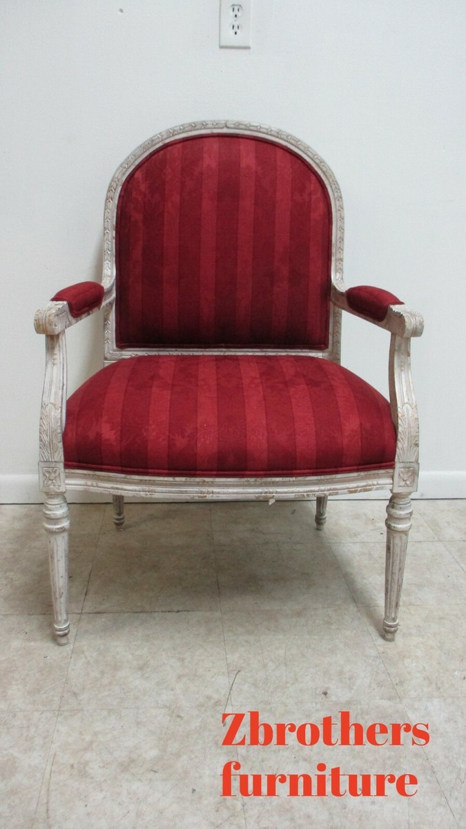 Highland House French Carved Painted Living Room Lounge Arm Chair