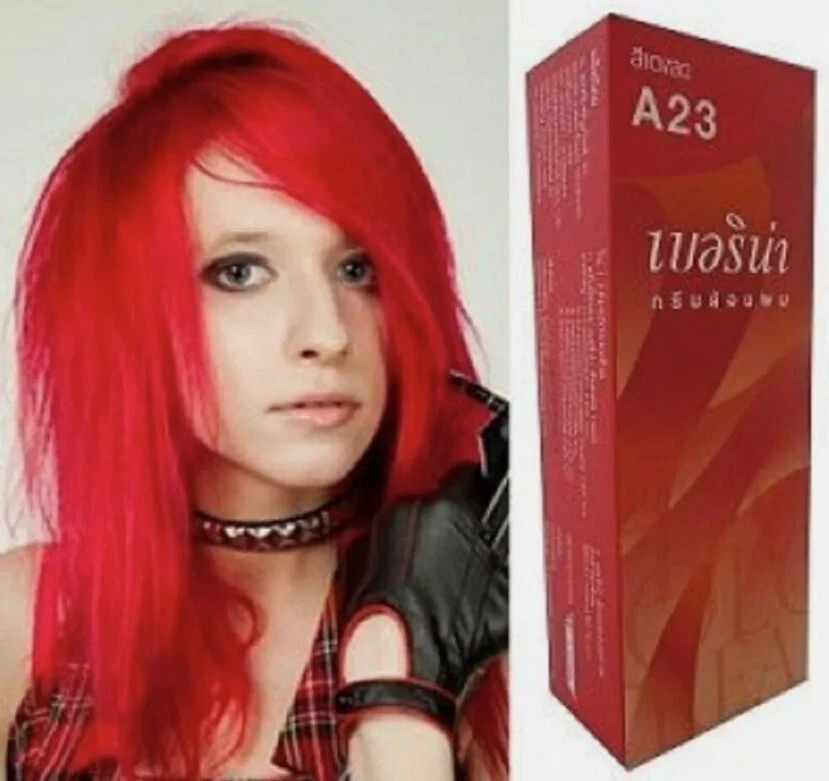 4x Tinte de Cabello Berina A23 Color de Cabello Rojo Brillante Crema Moda Permanente Larga Duración Foto 2 de 4