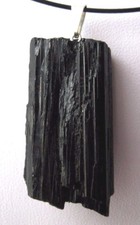 Black Tourmaline Crystal Pendant Brazil Natural Protective Raw Stone 46cm cord