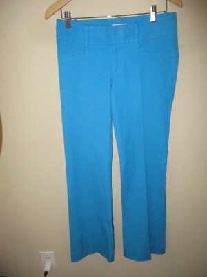 Ladies Lilly Pulitzer Aqua Blue Cotton Blend Flared Pants Size 4