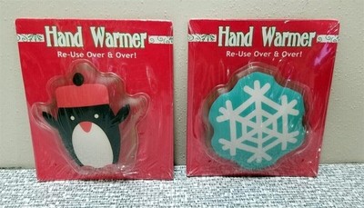 LOT of 2 REUSABLE HAND WARMERS Snowflake and Penguin NEW