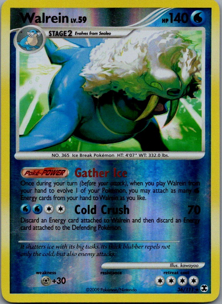 Walrein Reverse Holo Rare Rising Rivals 36/111 LP