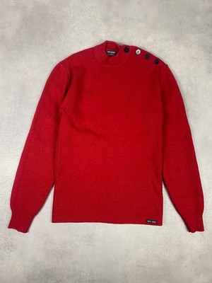 Pullover Marine Rot Vintage Saint James XS 100% Reine Schurwolle