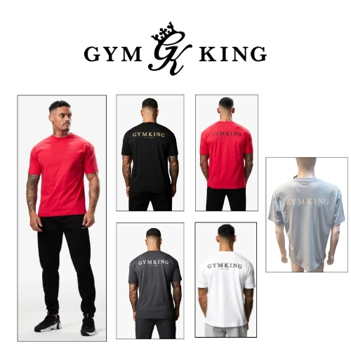 Gym King Mens Established TShirt Crew Neck Top SS T Designer Cotton Sports Tee