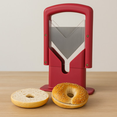 the Original Bagel Guillotine Universal Slicer, 9.25-Inch, Red