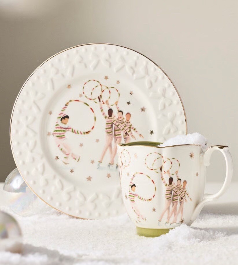 Anthropologie New York City Ballet Nutcracker Candy Canes Mug + Plate Christmas
