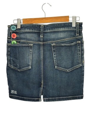 Vintage Tsubi (now Ksubi) Denim Mini Skirt Y2K Low Rise Blue Button SZ 8 RARE 